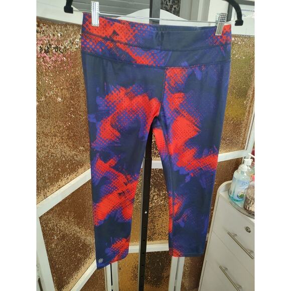 Athleta Leggings Medium Electro Sonar Retro Capri Cropped Yoga Gym Train Running - Picture 6 of 13
